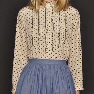 Vintage Cream and Brown Polka Dot Blouse!